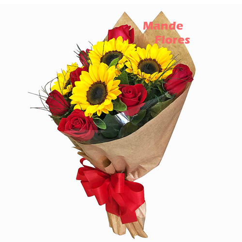 Rosas com girassóis