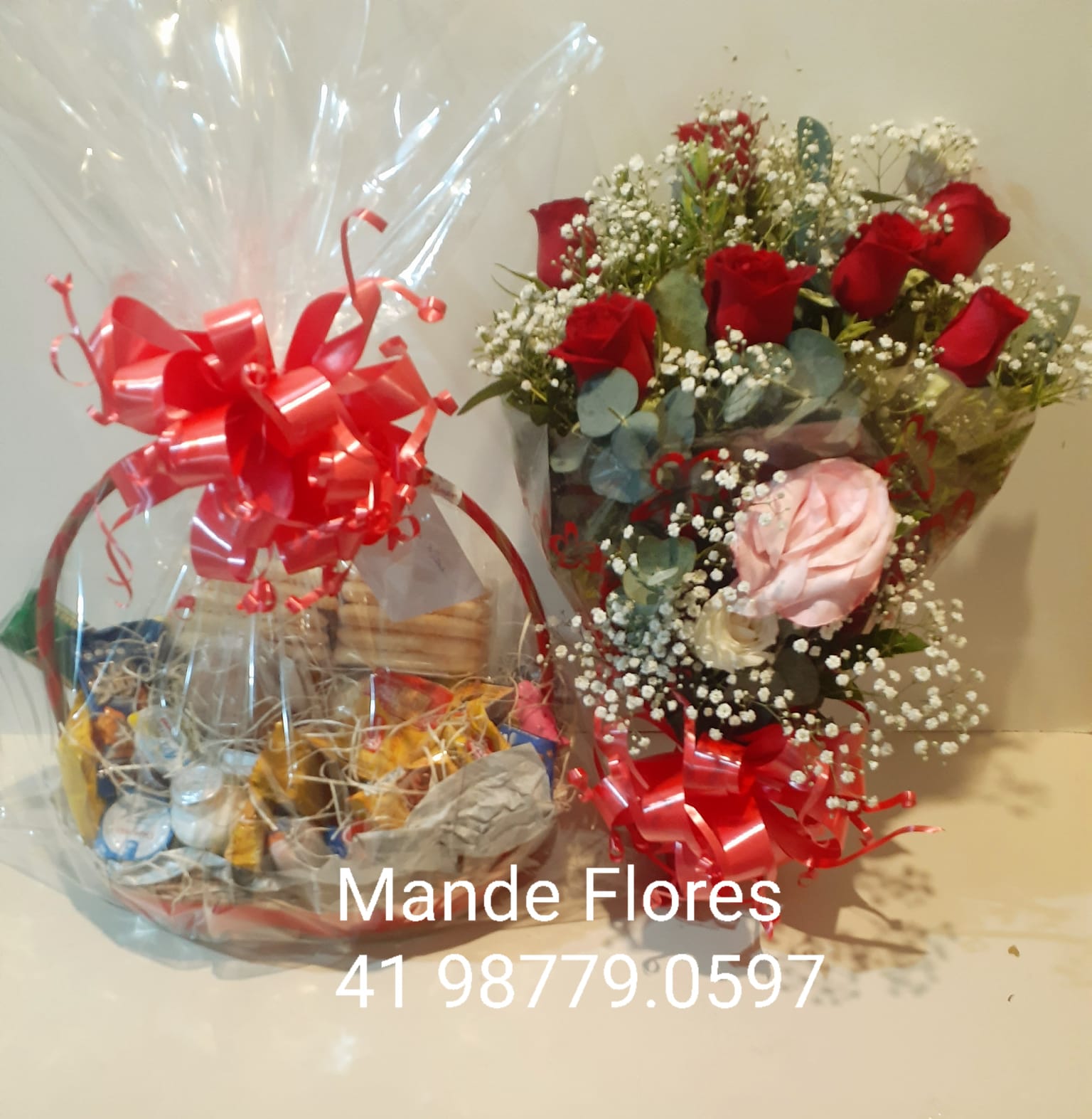 Cesta café com flores